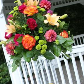 RF1051-Yellow, Pink, Orange, and Green, Bright and Tropical Tall Centerpiece