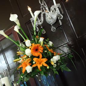 RF1055-Orange and White, Sophisticated Tall Centerpiece