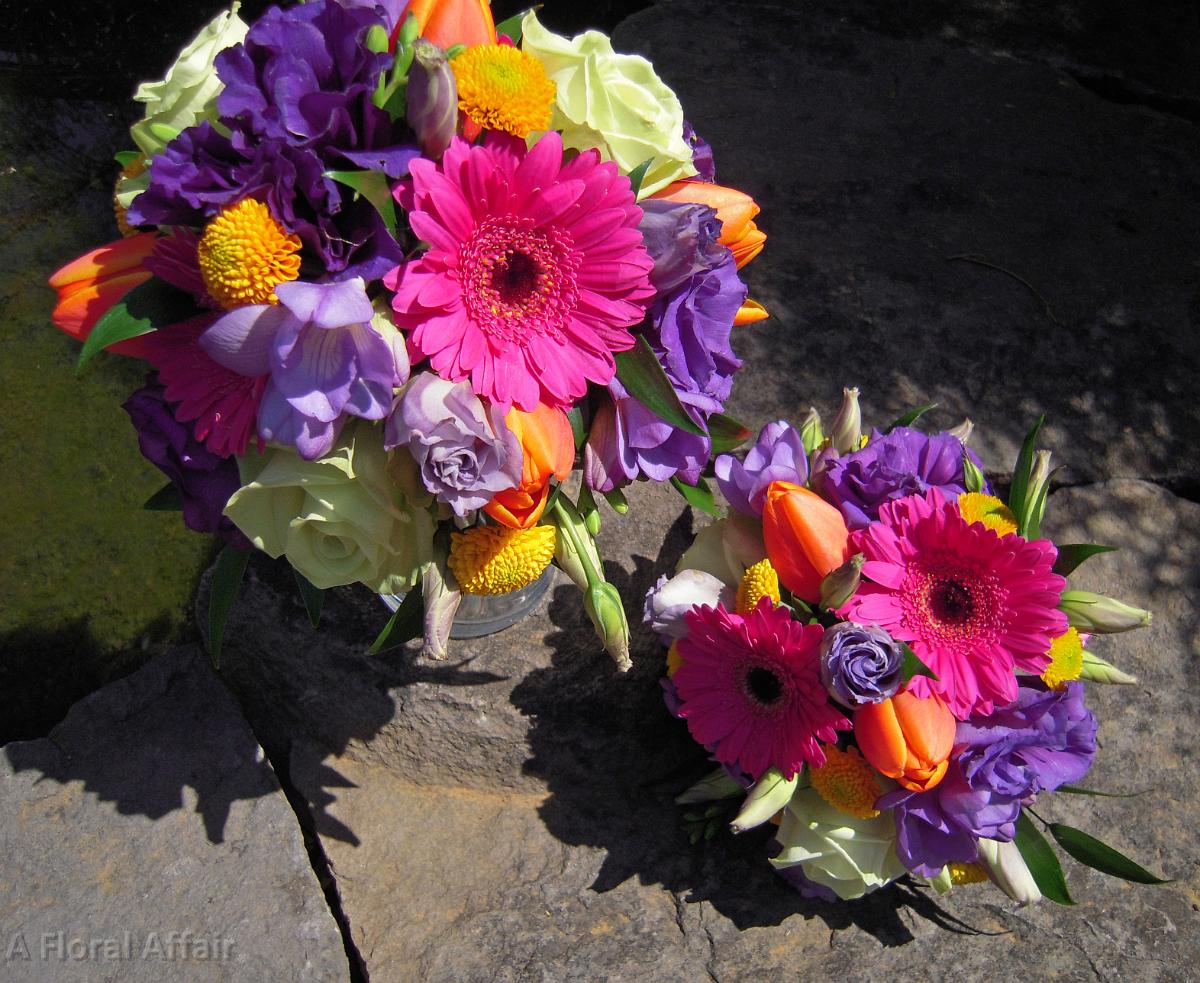 BB0316-Bright Purple and Pink Mixed Wedding Bouquets