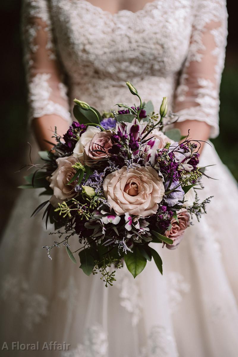 BB1544-Mauve and Wisteria Lavender Brides Bouquet-1