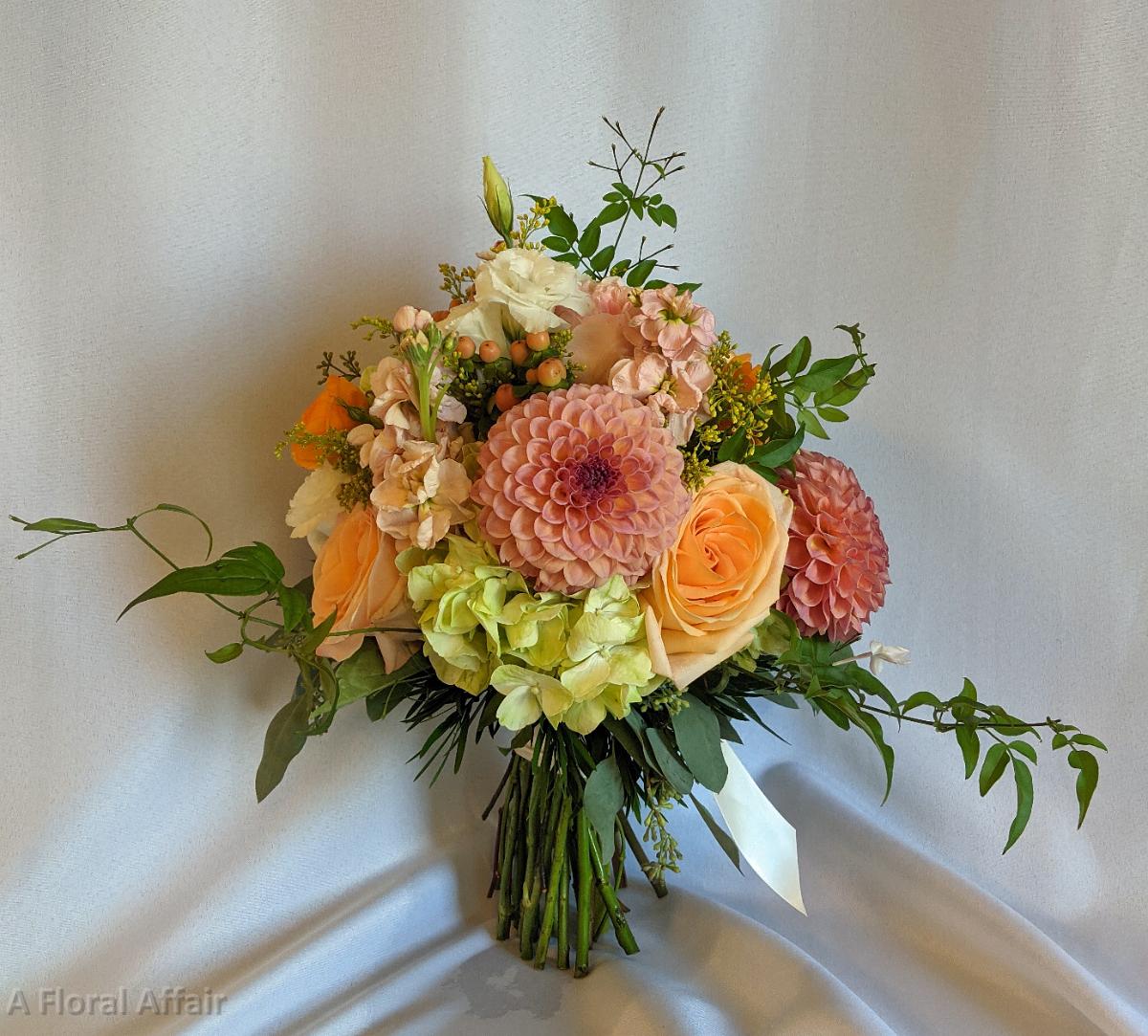 BB1675- Peach, Coral, Green Spring Bridal Bouquet edited-1