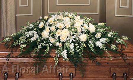SY0018-All White Flowers Closed Casket Blanket
