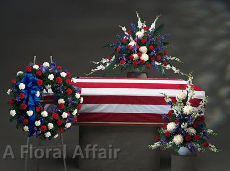 SY0019-Red, White, and Blue Patriotic Funeral Arrangements