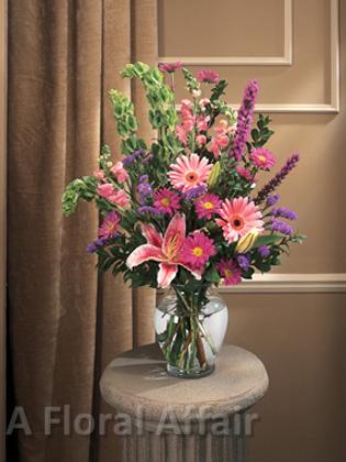 SY0035-Pink Sympathy Vase Arrangement