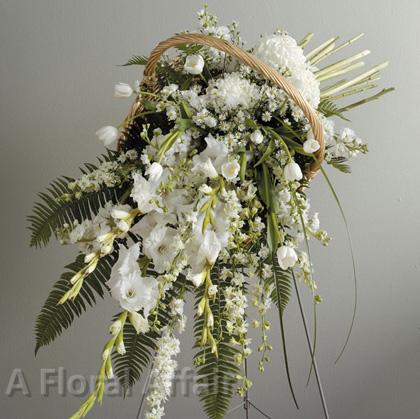 SY0043-White Fireside Basket Standing Spray