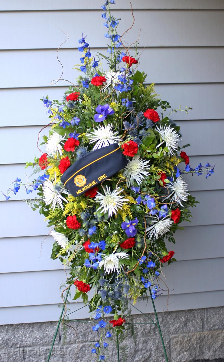 SY0056-Red, White and Blue Funeral Spray