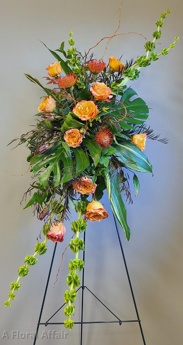 SY0087- Stylized Funeral Spray with Tropicals