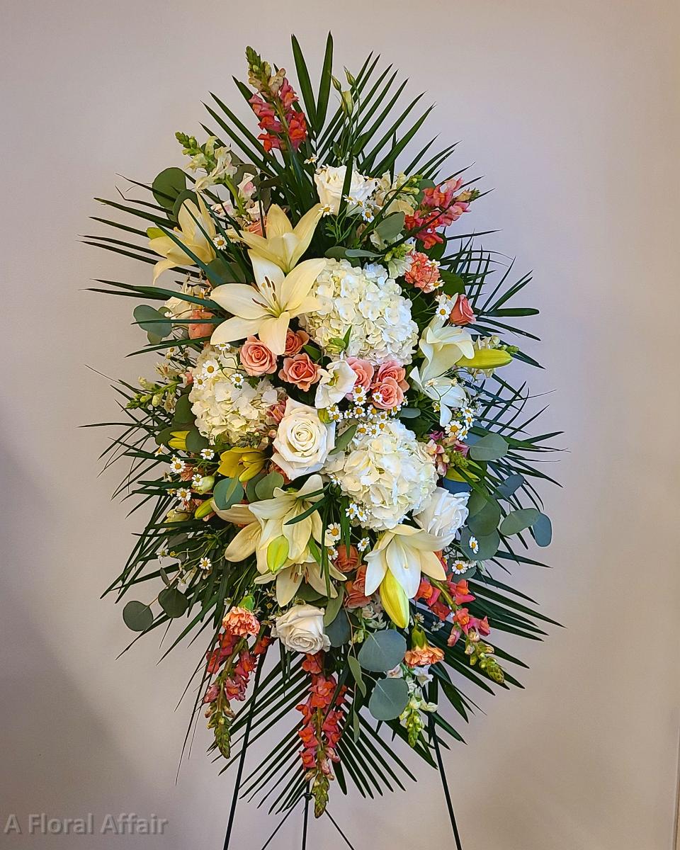 SY0100- Peach, Orange, White, and Yellow Funeral Easel