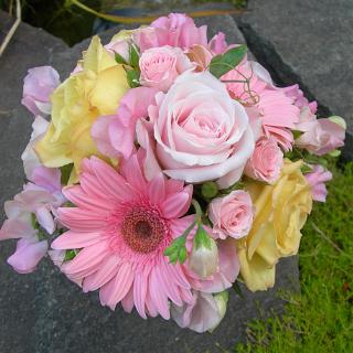 BB0138-Spring Pink and Yellow Bridal Bouquet