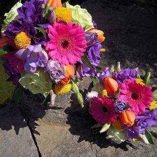 BB0316-Bright Purple and Pink Mixed Wedding Bouquets
