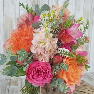 BB1449-Bright Pink and Guava Wedding Bouquet
