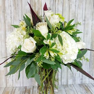 CF09232-Natural White and Green Sympathy Bouquet edited-1