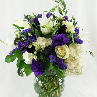 ED0170-Dramatic Purple and White Vase Arrangement