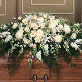 SY0018-All White Flowers Closed Casket Blanket