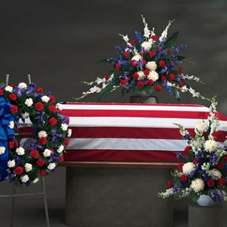 SY0019-Red, White, and Blue Patriotic Funeral Arrangements