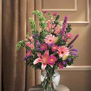 SY0035-Pink Sympathy Vase Arrangement