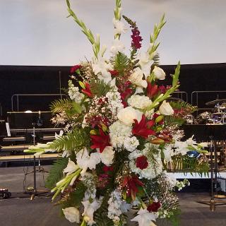 SY0064-Burgundy and White Memorial Easel Spray