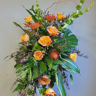 SY0087- Stylized Funeral Spray with Tropicals