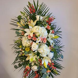 SY0100- Peach, Orange, White, and Yellow Funeral Easel