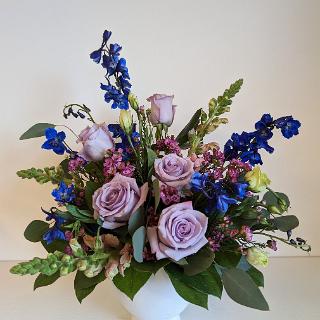 SY0103 - Lavender and blue sympathy arrangement