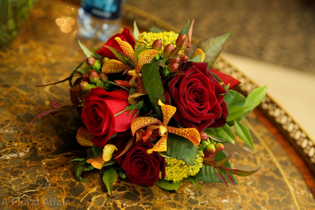BB0180-Red and Gold Fall Wedding Bouquet