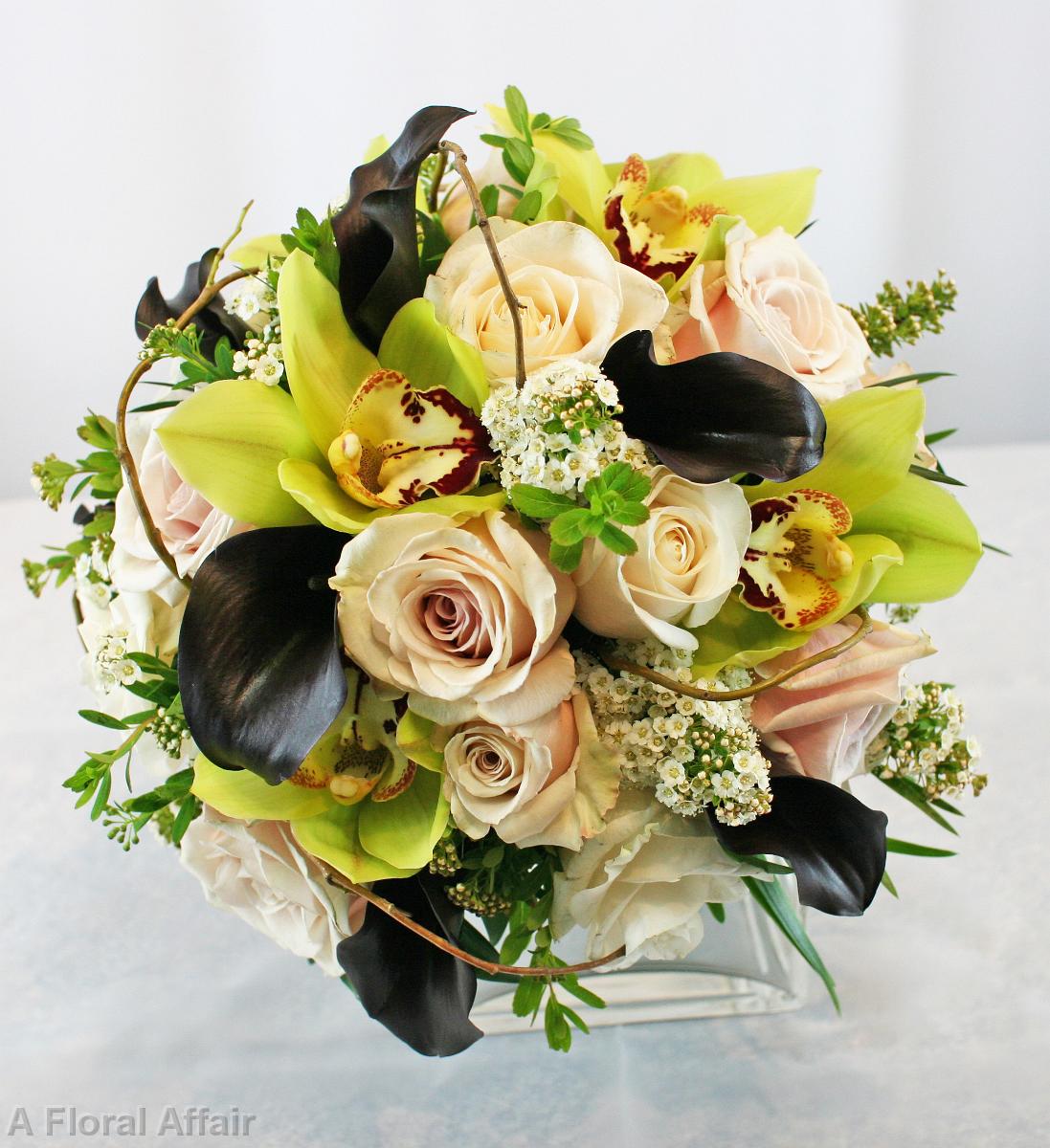 BB0424A-Romantic Garden Lime and Chocolate Bouquet