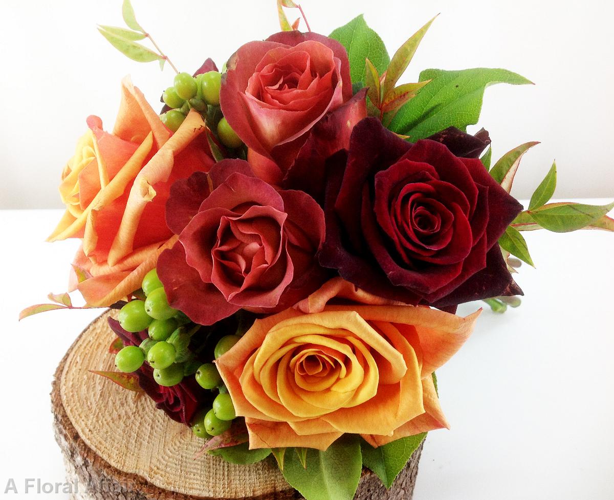 BB0832-Bridesmaids Rich Fall Rose Bouquet