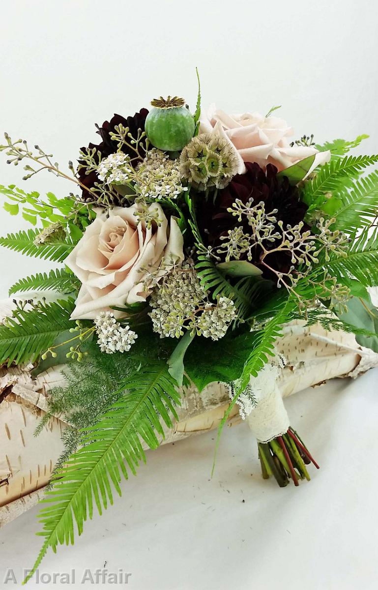BB1239-Marsala and Blush Woodland Bridesmaids Bouquet