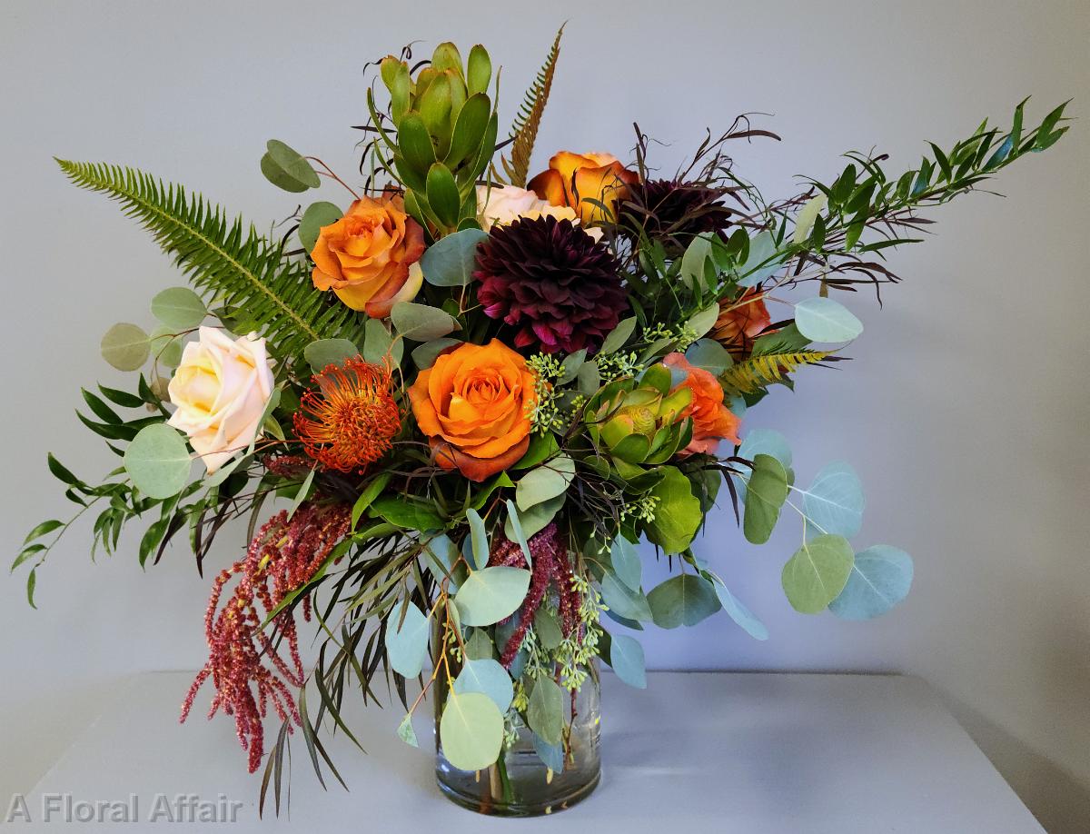 BB1624-Warm Wine and Burnt Orange Bridal Bouquet