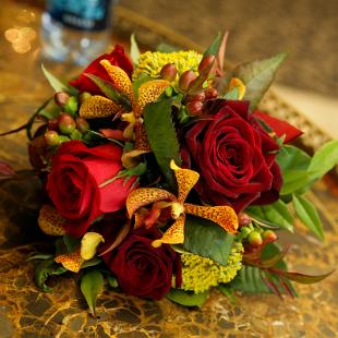 BB0180-Red and Gold Fall Wedding Bouquet