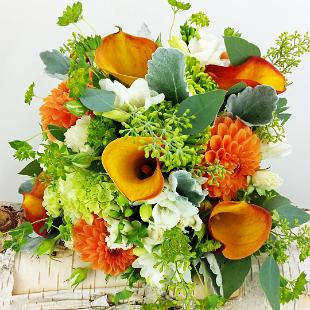BB1143A-Orange, White and Green Brides Garden Bouquet