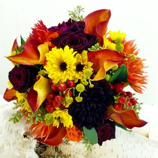 BB1263-Orange Calla Lily and Spider Dahlia Brides Bouquet