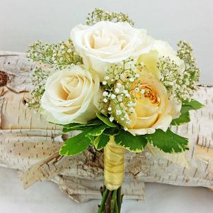 BB1286-Vintage Ivory and Gold Bridesmaids Bouquet