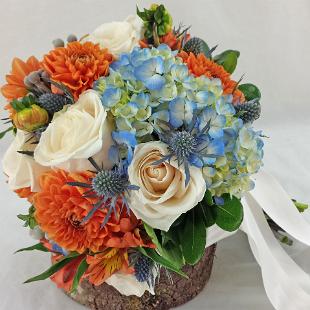 BB1301a-Fall Wedding Bouquet with Thistle and Hydrangea