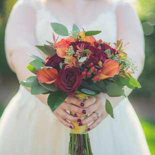 BB1529-Fall Mini Calla and Rose Brides Bouquet