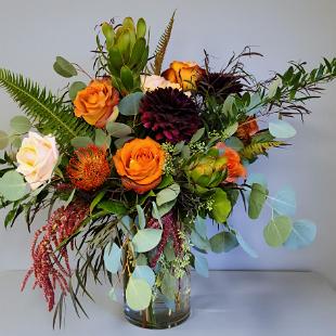 BB1624-Warm Wine and Burnt Orange Bridal Bouquet