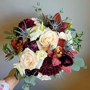 BB1635-Burgundy Bridal Bouquet with Cymbidium Orchids edited-1