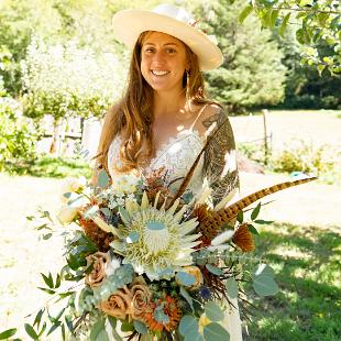 BB1639-Boho Brides Bouquet with White King Protea