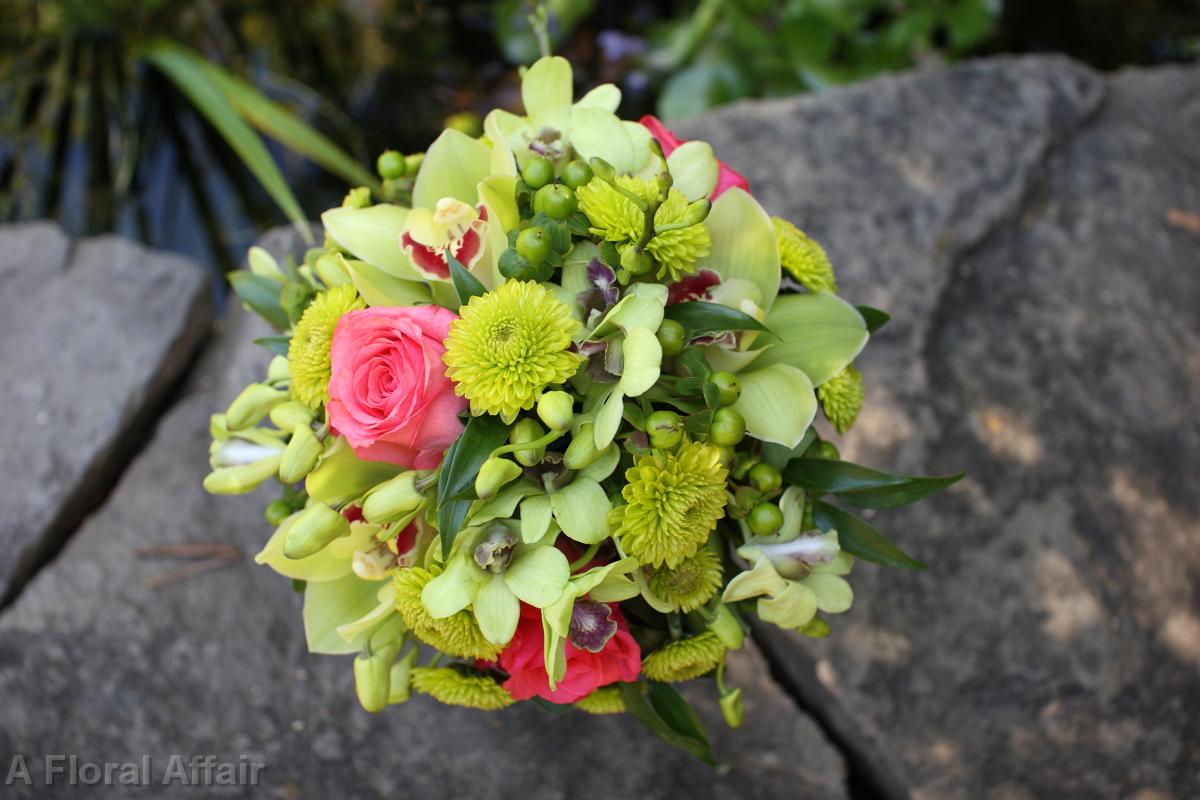 BB0372-Bright Pink and Lime Wedding Bouquet