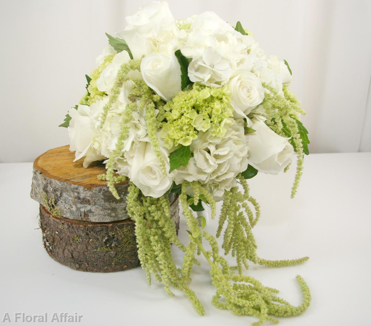 BB0789-Cascading Green and White Brides Bouquet