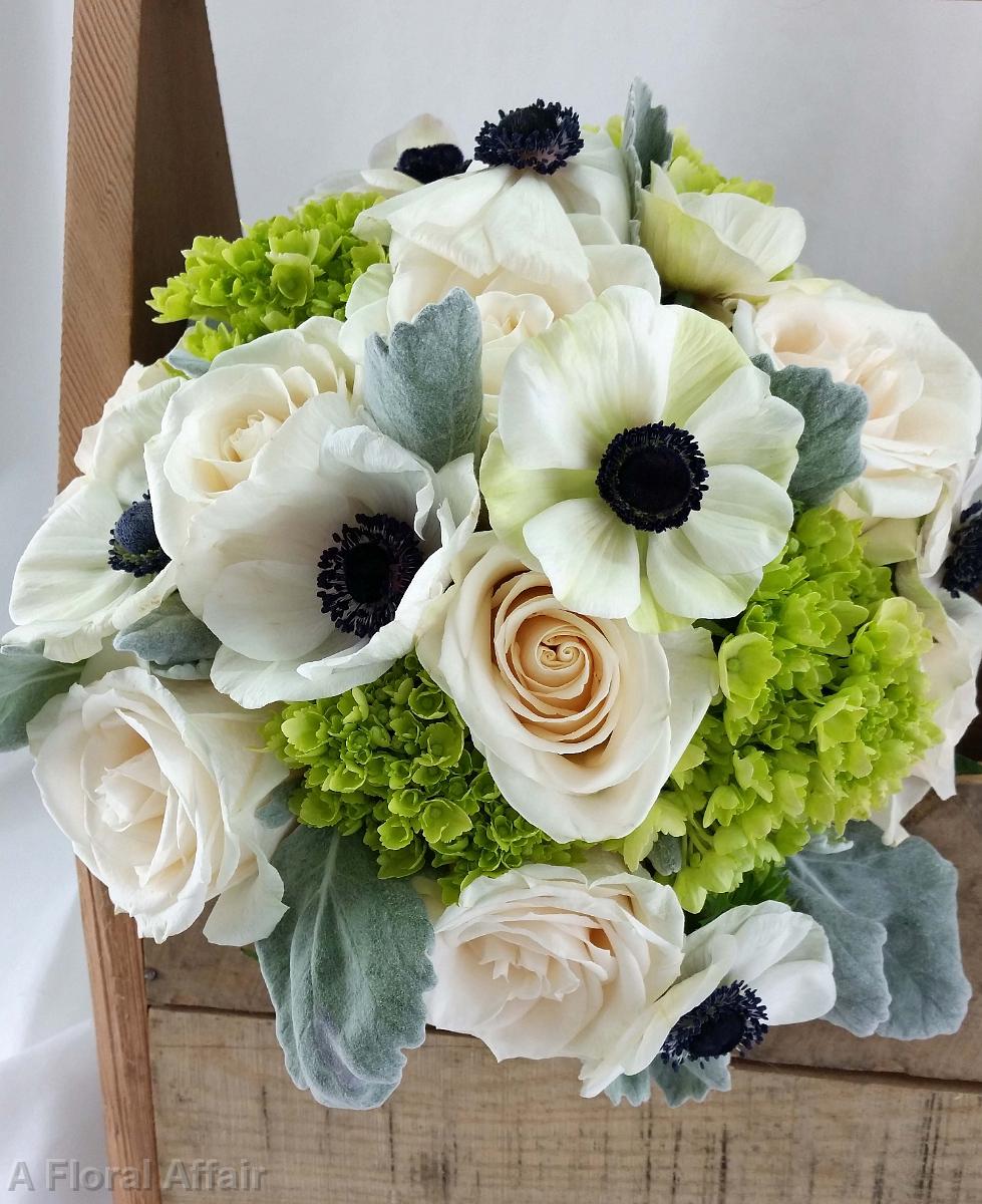 BB1039-White Anomone Bridal Bouquet