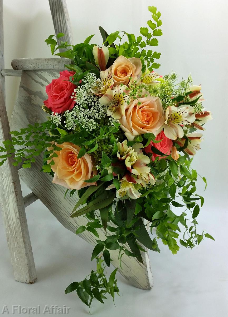 BB1101-Petal, Angel and Coral Reef Loose and Natural Wedding Bouquet