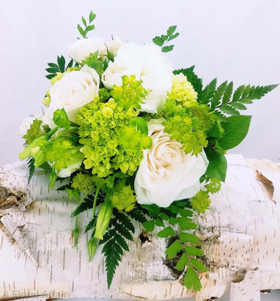 BB1259-Ivory and Green Woodland Bridesmaids Bouquet