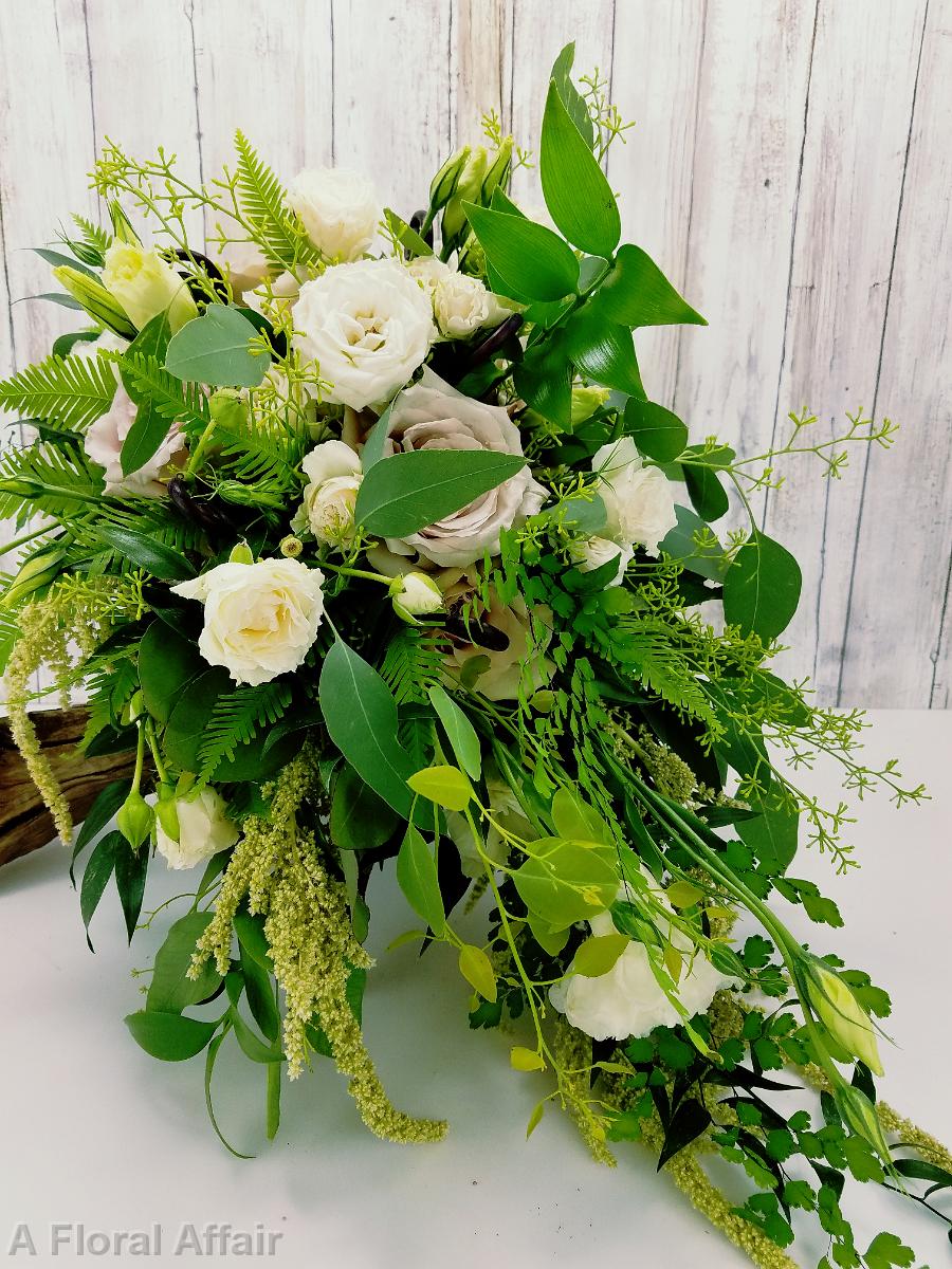 BB1359-Overflowing Green and White Woodland Wedding Bouquet