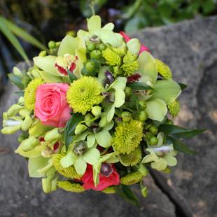 BB0372-Bright Pink and Lime Wedding Bouquet