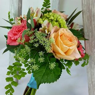 BB1100-Punch and Coral Casual Garden Bridesmaids Bouquet