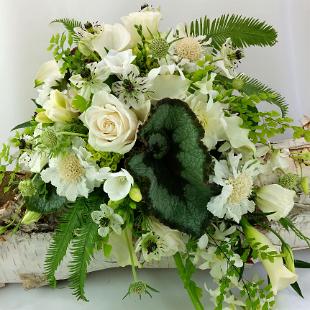 BB1129-Cascading White and Green Woodland Wedding Bouquet