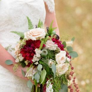 BB1241-Lush Deep Red and Blush Garden Wedding Bouquet