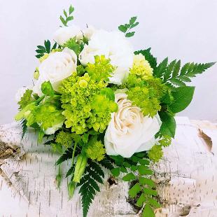 BB1259-Ivory and Green Woodland Bridesmaids Bouquet