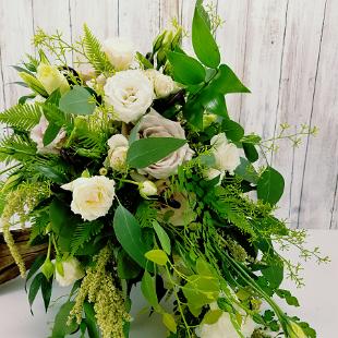 BB1359-Overflowing Green and White Woodland Wedding Bouquet